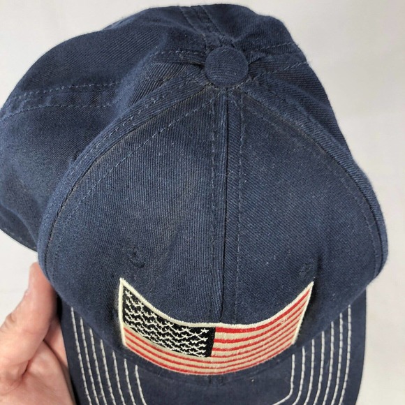 OLD NAVY HAT CAP USA FLAG AMERICAN PATRIOTIC NAVY BLUE SNAPBACK DISCOLORED OSFM - Picture 16 of 16
